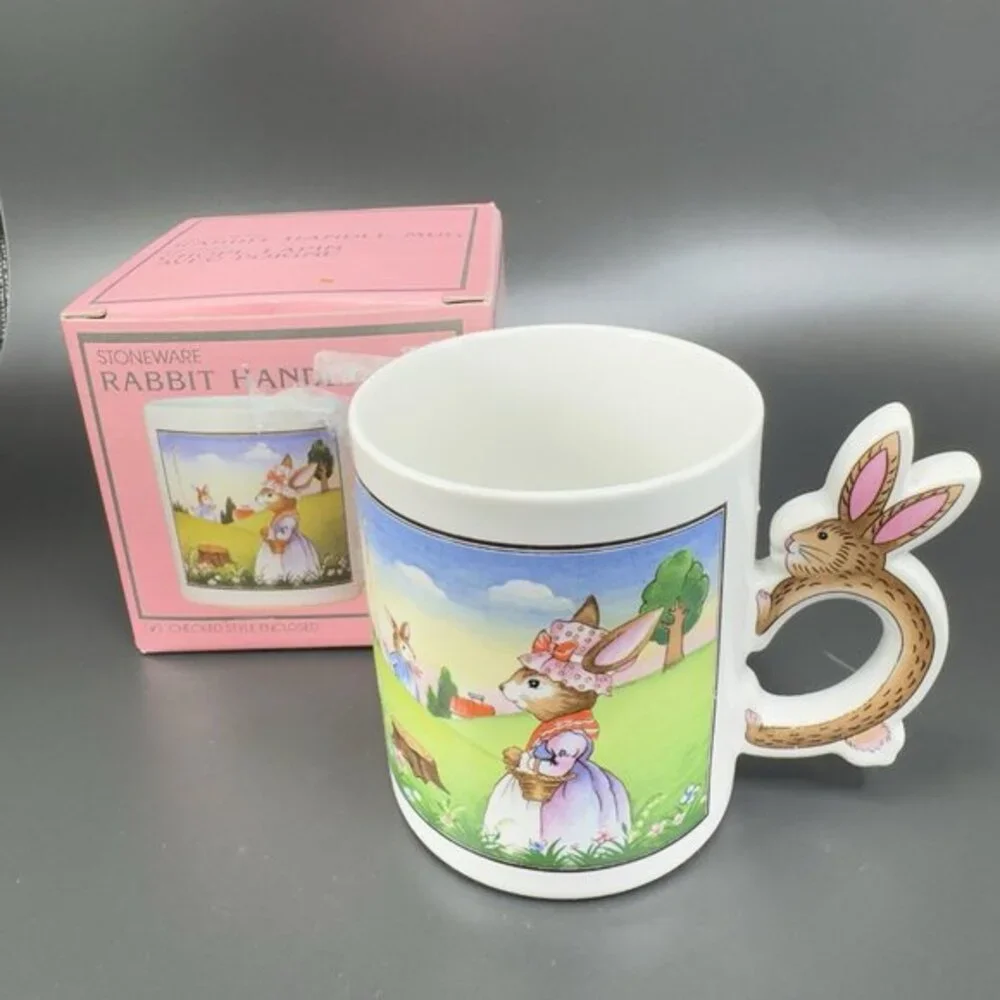 Vintage Peter Rabbit Mug with Bunny Handle Ceramic Made in Japan 11oz New In Box